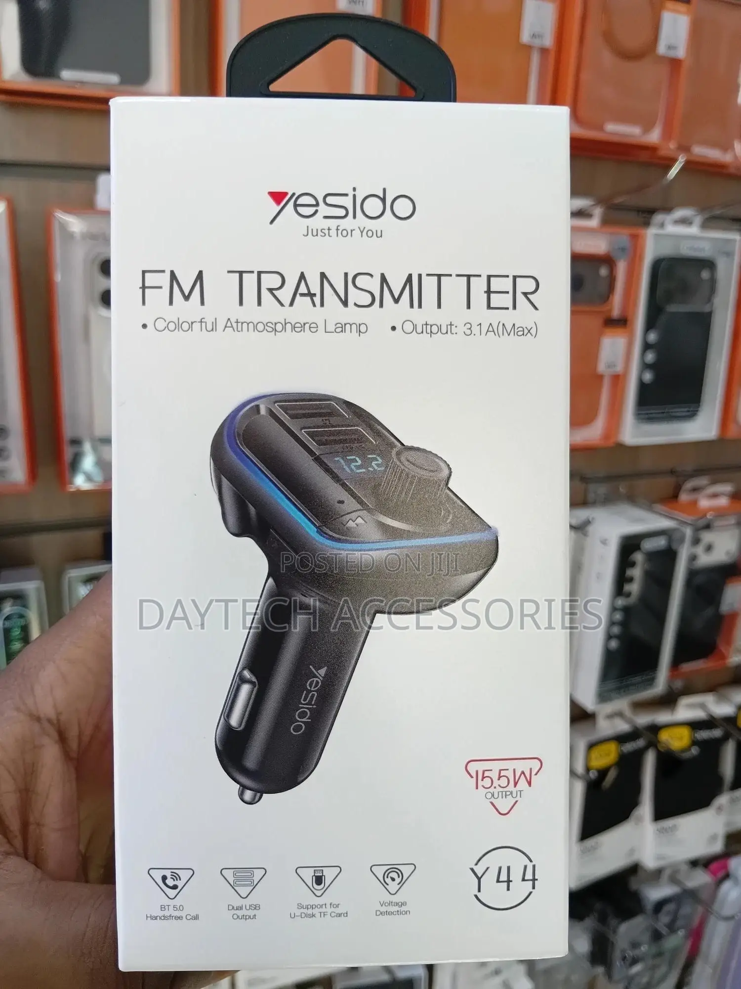 Yesido Y44 Bluetooth V5.0 Fm Transmitter 3.1a Dual Usb Car Charger