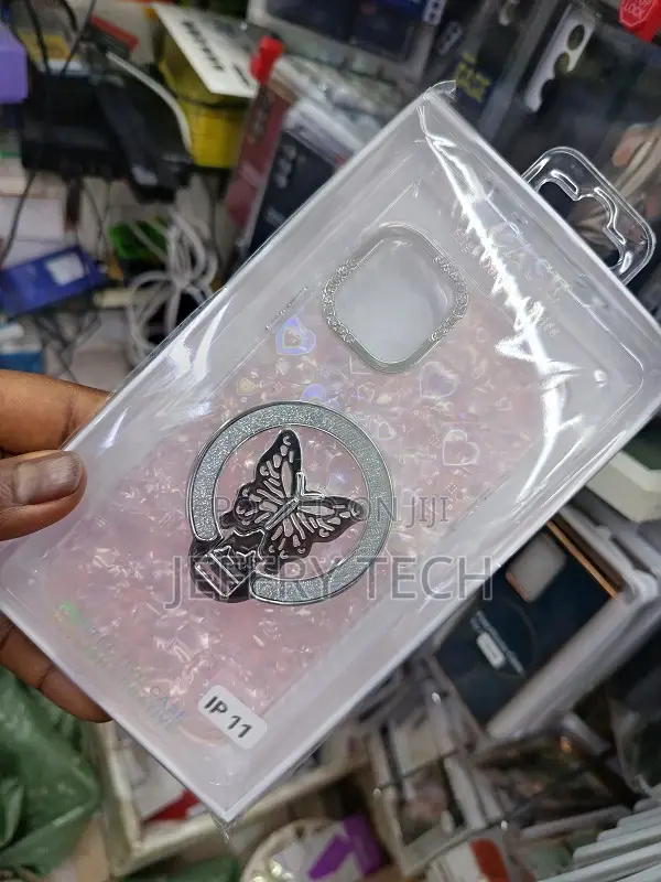 Clear Pink Butterfly-Themed Case for the Apple iPhone 11