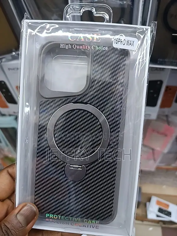 Carbon Fiber Case Withn Stand Ring Is for the Apple iPhone 15 Pro Max