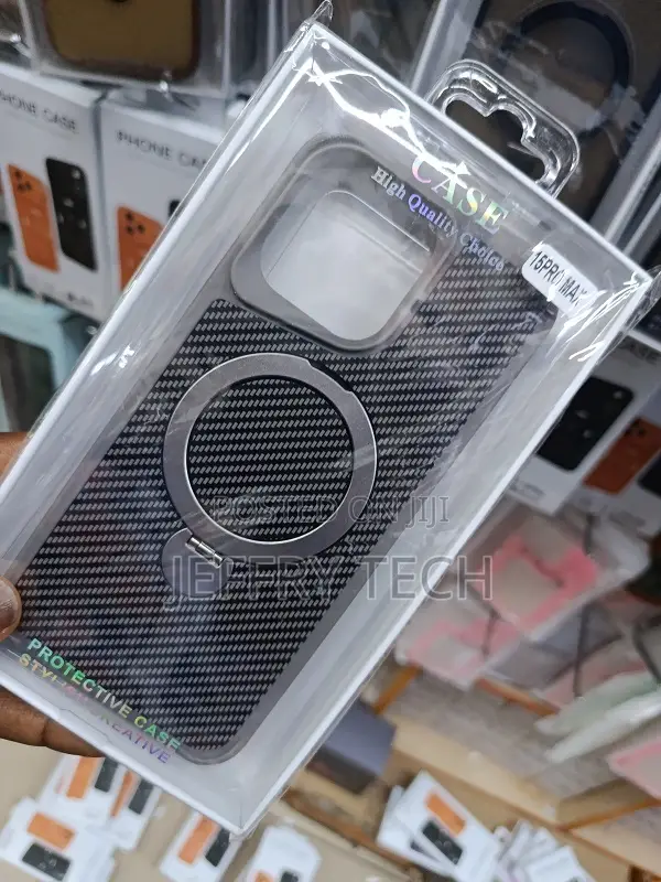 Carbon Fiber Case Withn Stand Ring Is for the Apple iPhone 15 Pro Max
