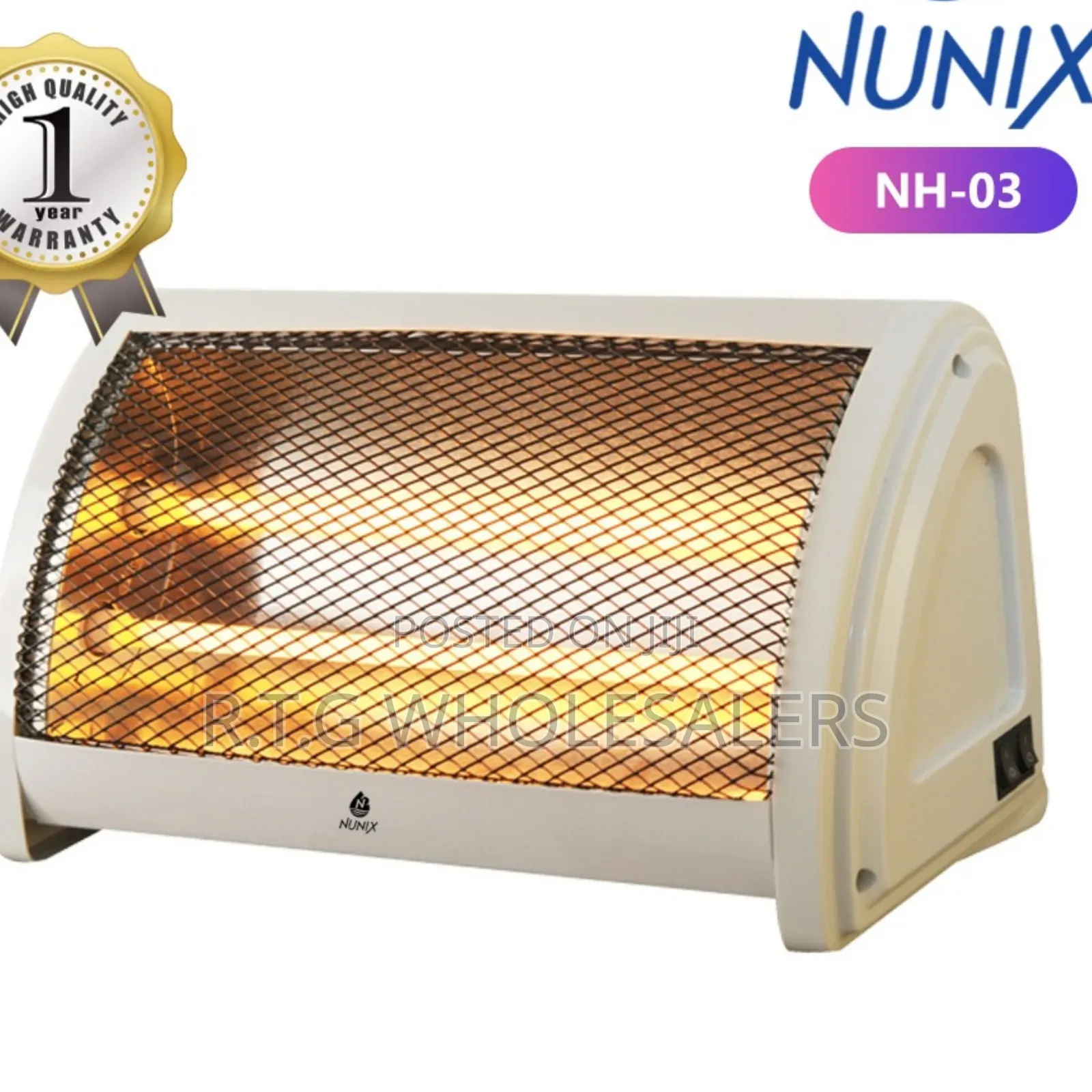 Nunix Portable Quartz Electric Heater With Adjustable Heat