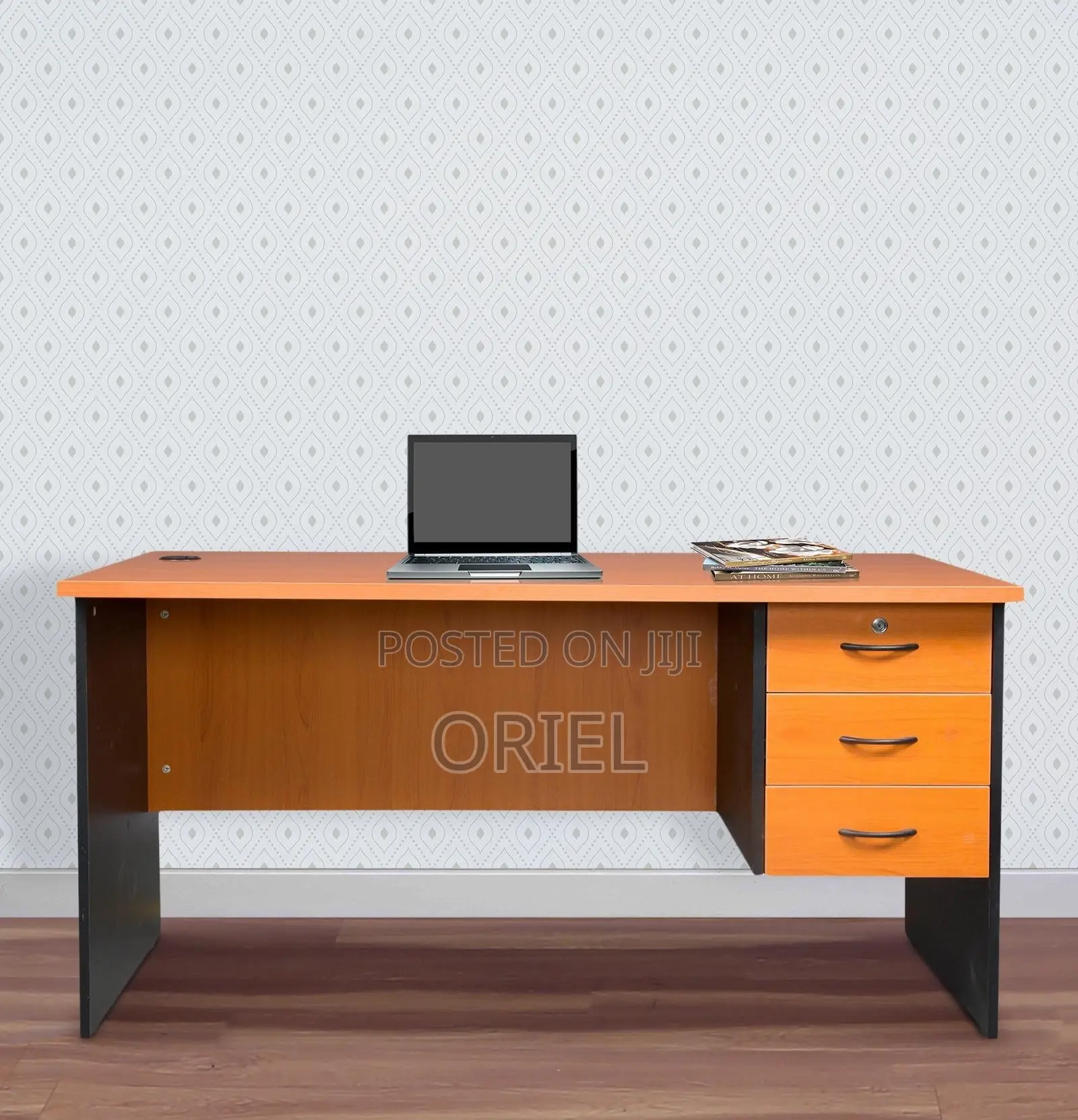 Modern Office Desk : 1.4m Cherry Ofice Desk With 3-Drawers