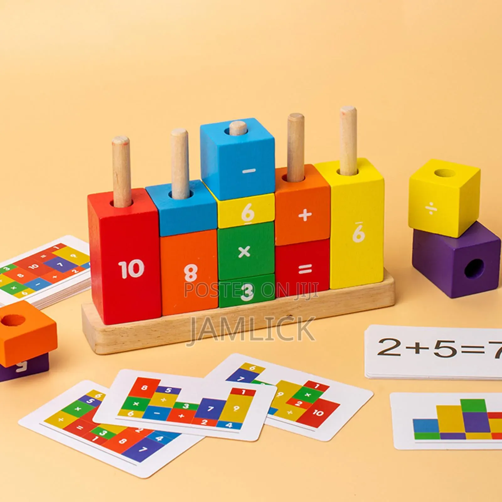 Wooden Arithmetic Column Stacking Blocks - Tp