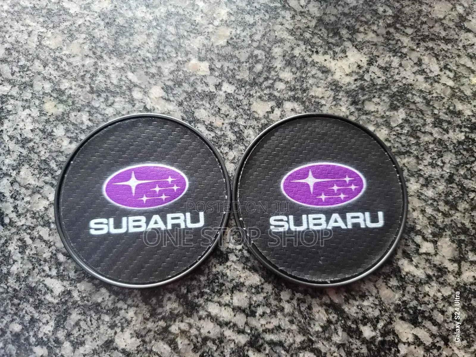 2pc Subaru Plastic Car Cup Saucer Mat