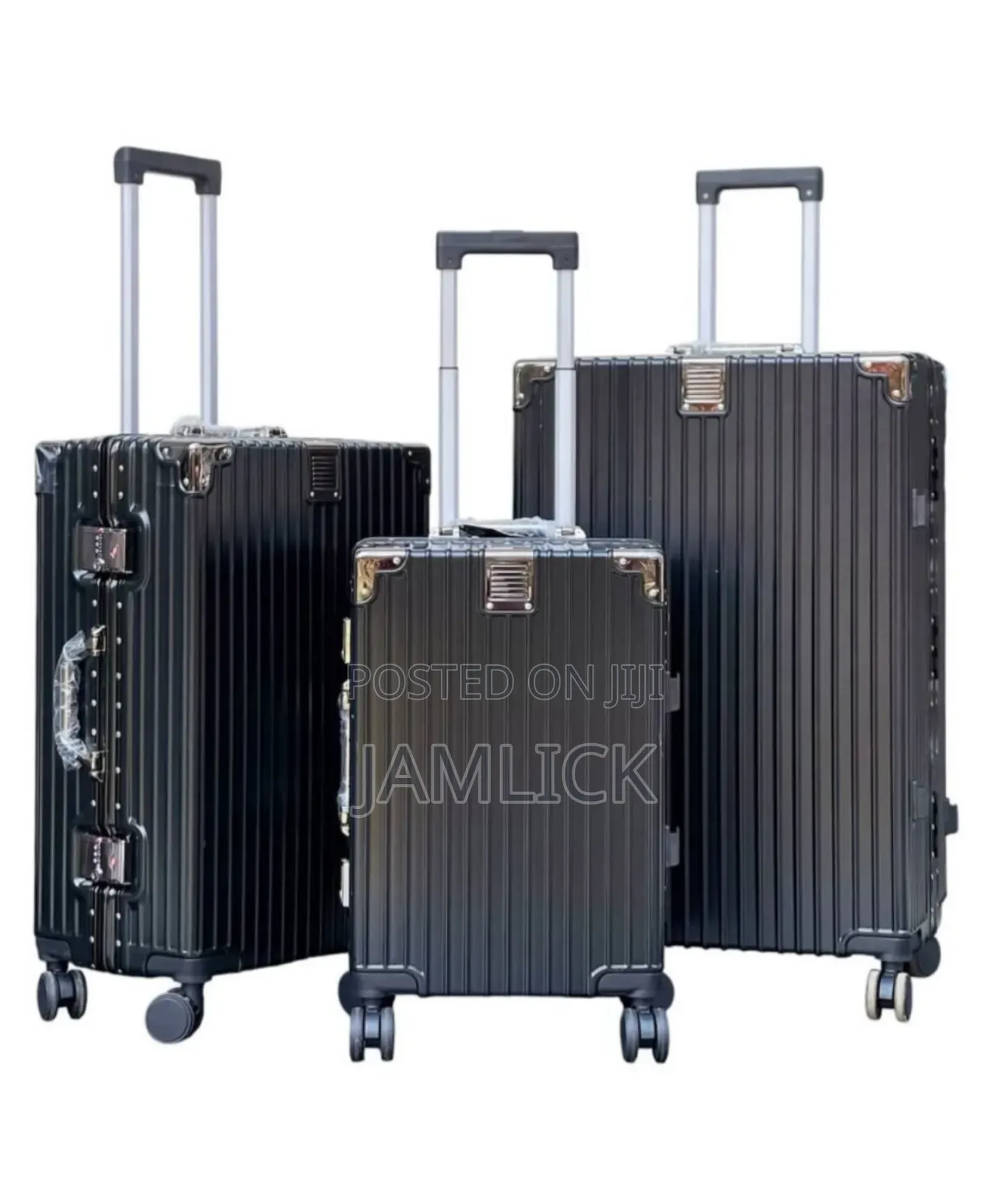 Black 3pcs Aluminium Abs Suitcase Set