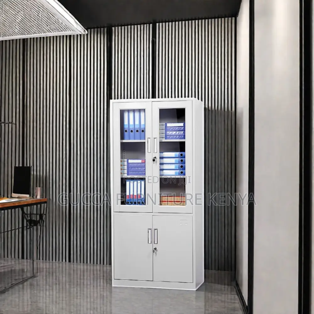 2-door Metallic Half-glass Filling Office Cabinet