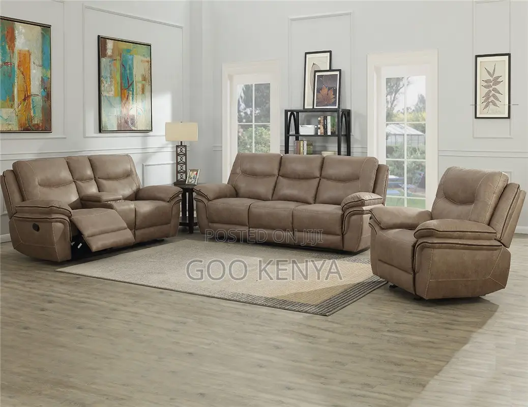 Home Sofa Set; Modern Sectional Sofa With Reclining Leather Chairs