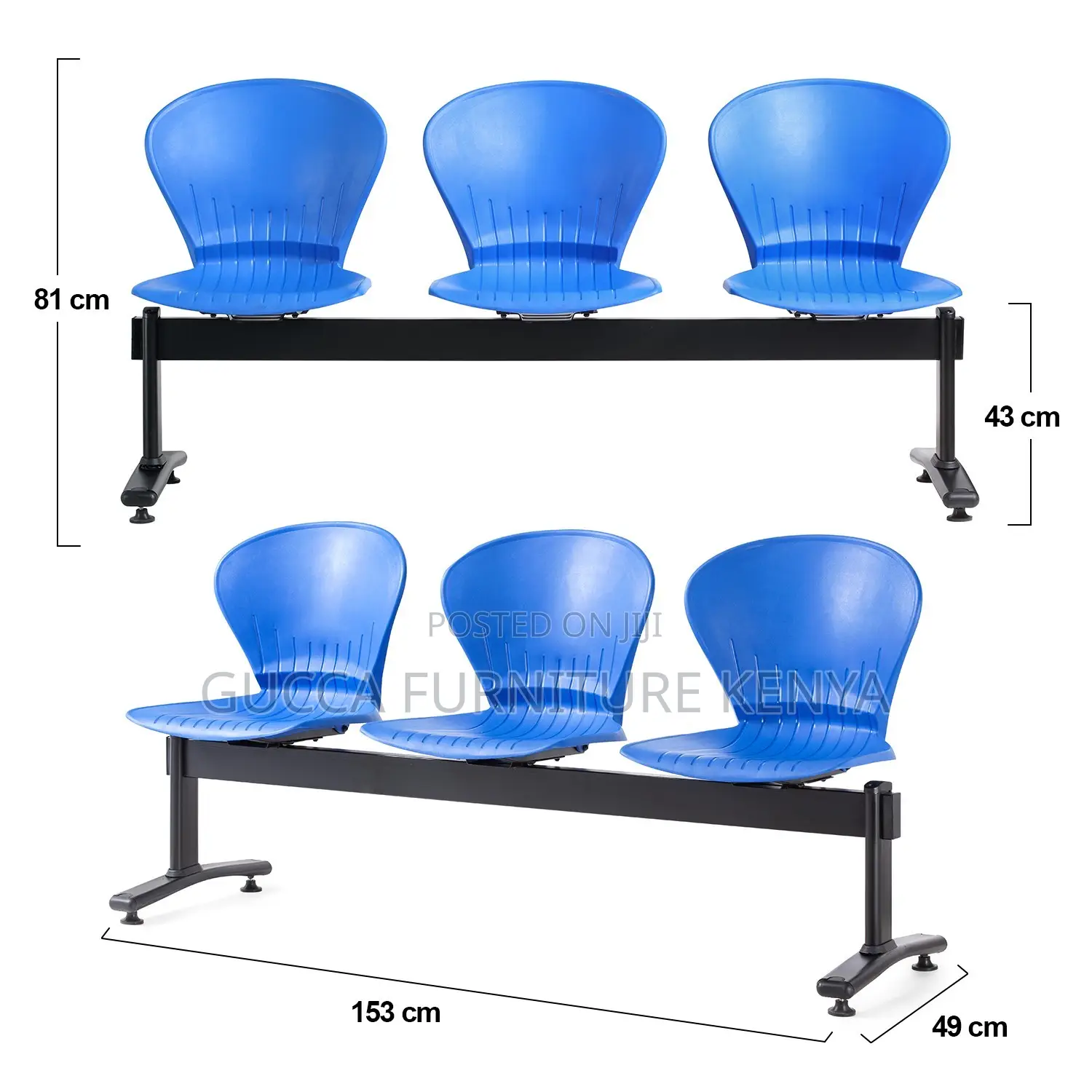 3-link Plastic Back Reception Waiting Bench