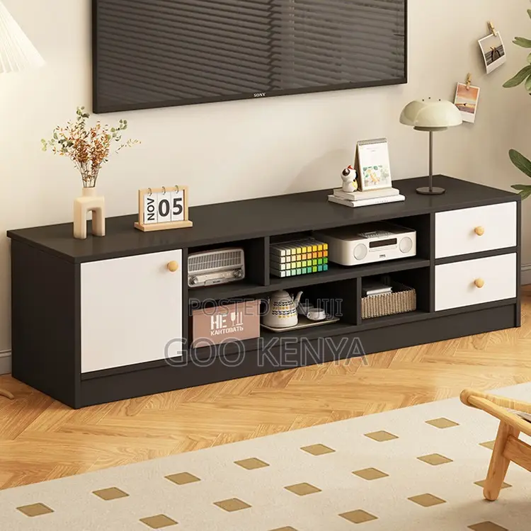 Home Tv Cabinet; Tv Stand With Cabinets And Open Display Shelving