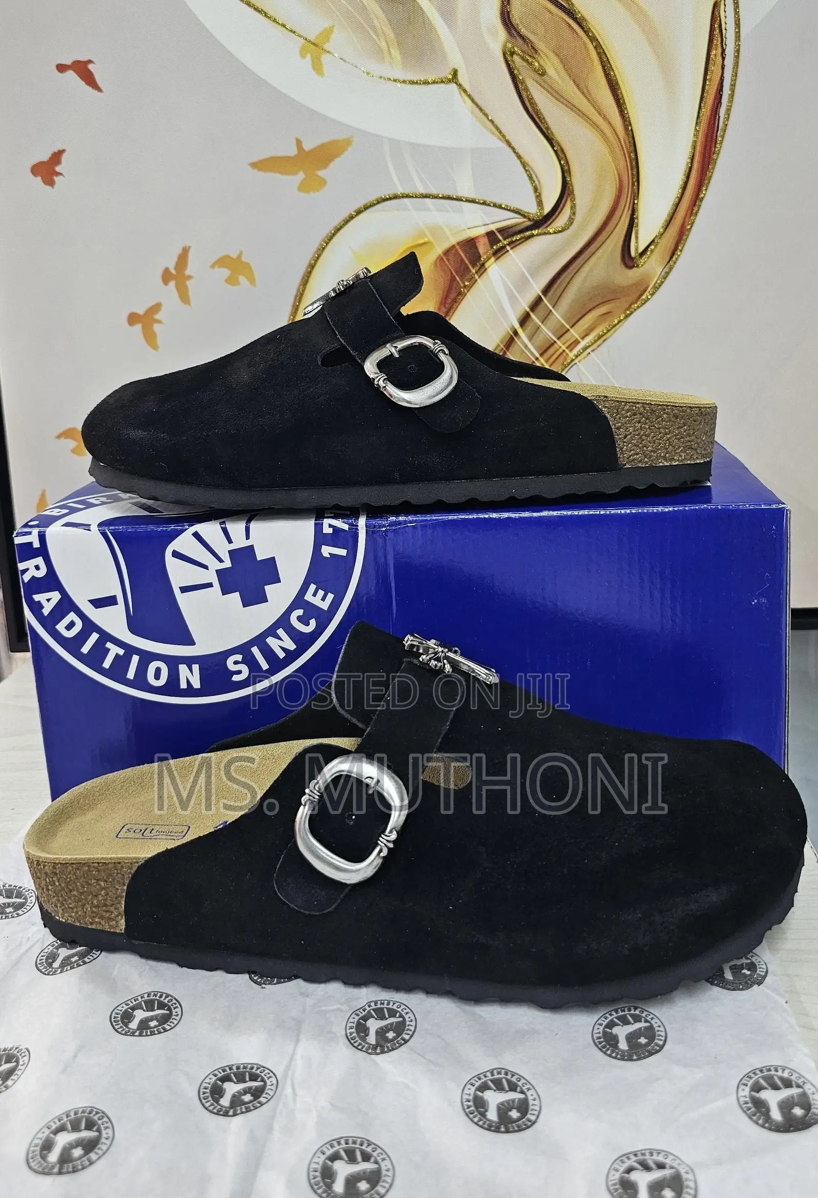 Chrome Hearts X Birkenstock Boston Clogs in Black Suede Size 39-46