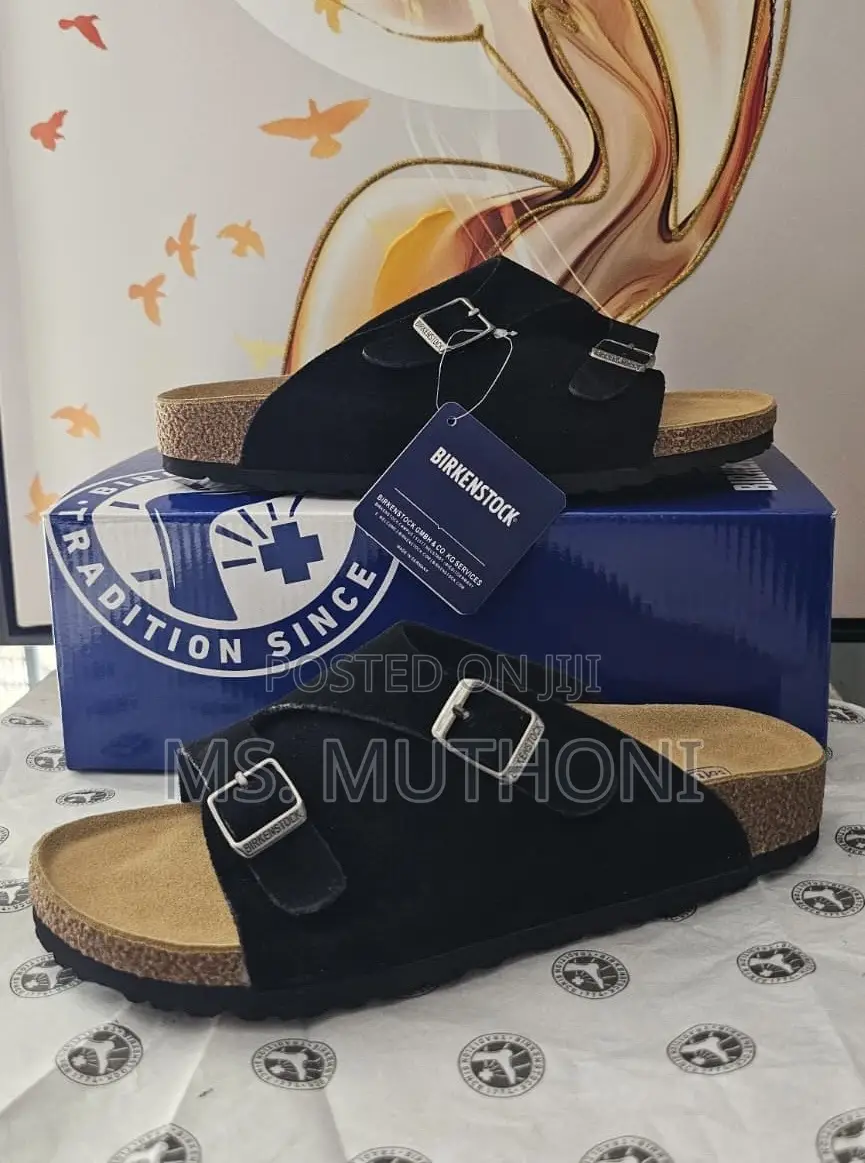 Birkenstock Zürich Sandals in Black Suede Leather Size 39-46