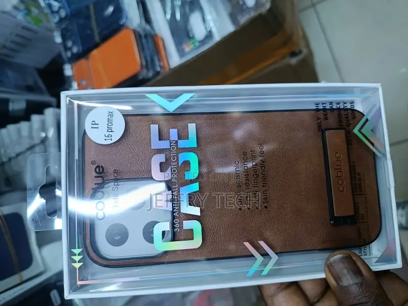 iPhone 16 Pro Max, a Brown Leather-Style Finish, 360-Degree Fall P