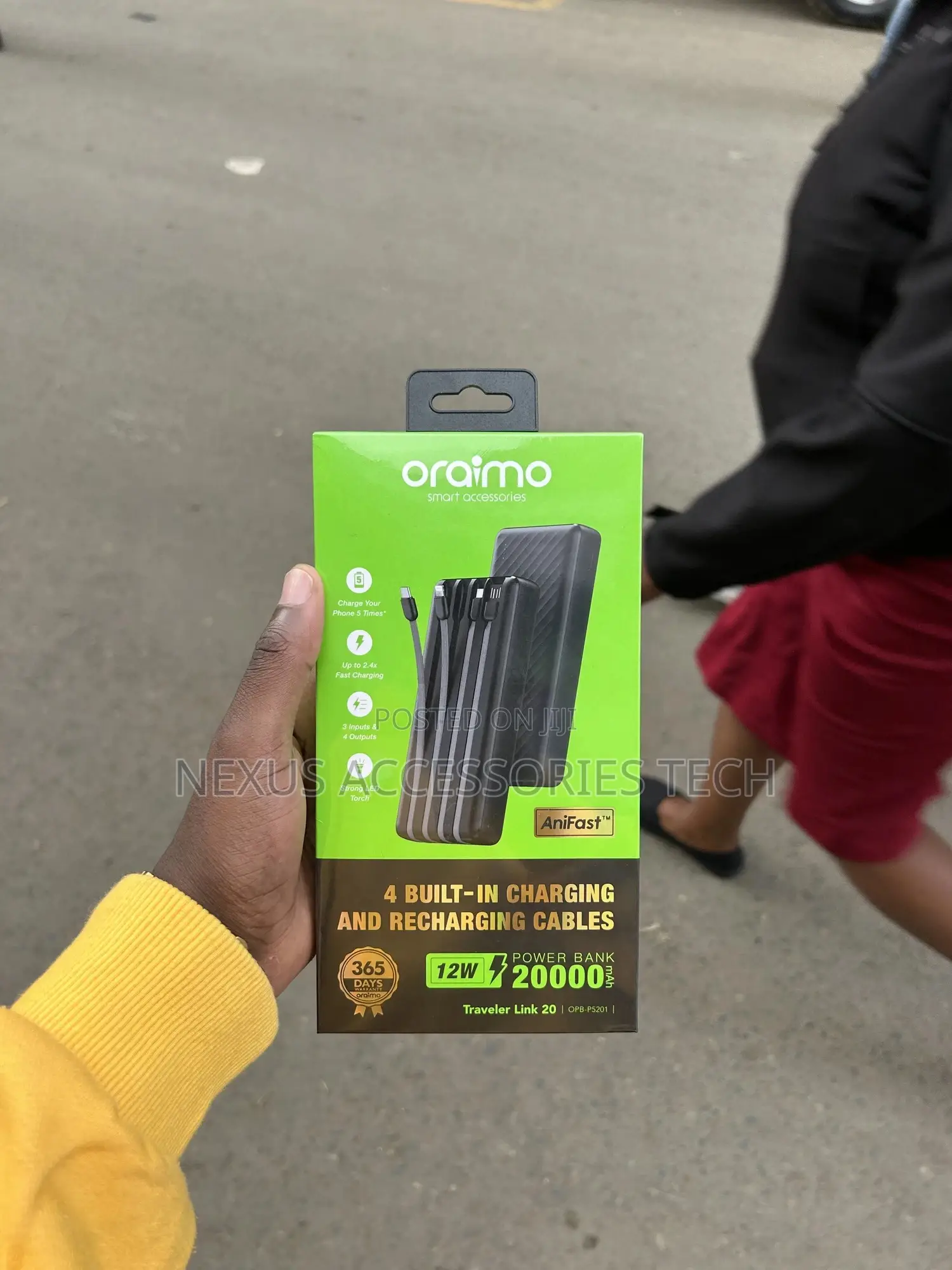 Oraimo 20000mah Power Bank Traveler Link 20(Opb-P5201)–Built-in Cables