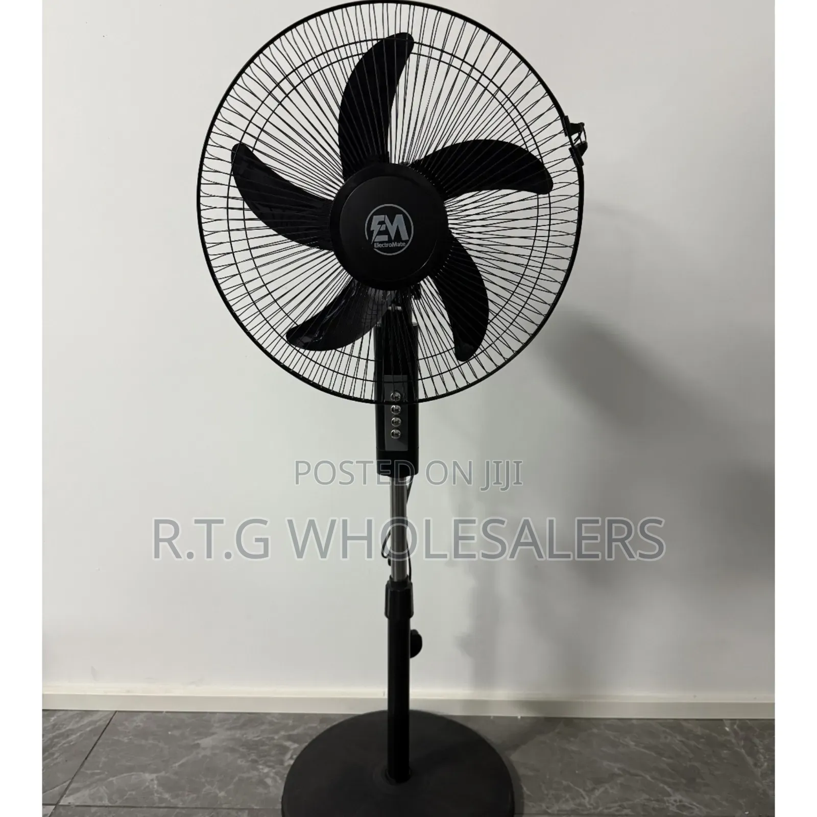 Black 16‐Inch Electromate Pedestal Fan – Quiet Adjustable