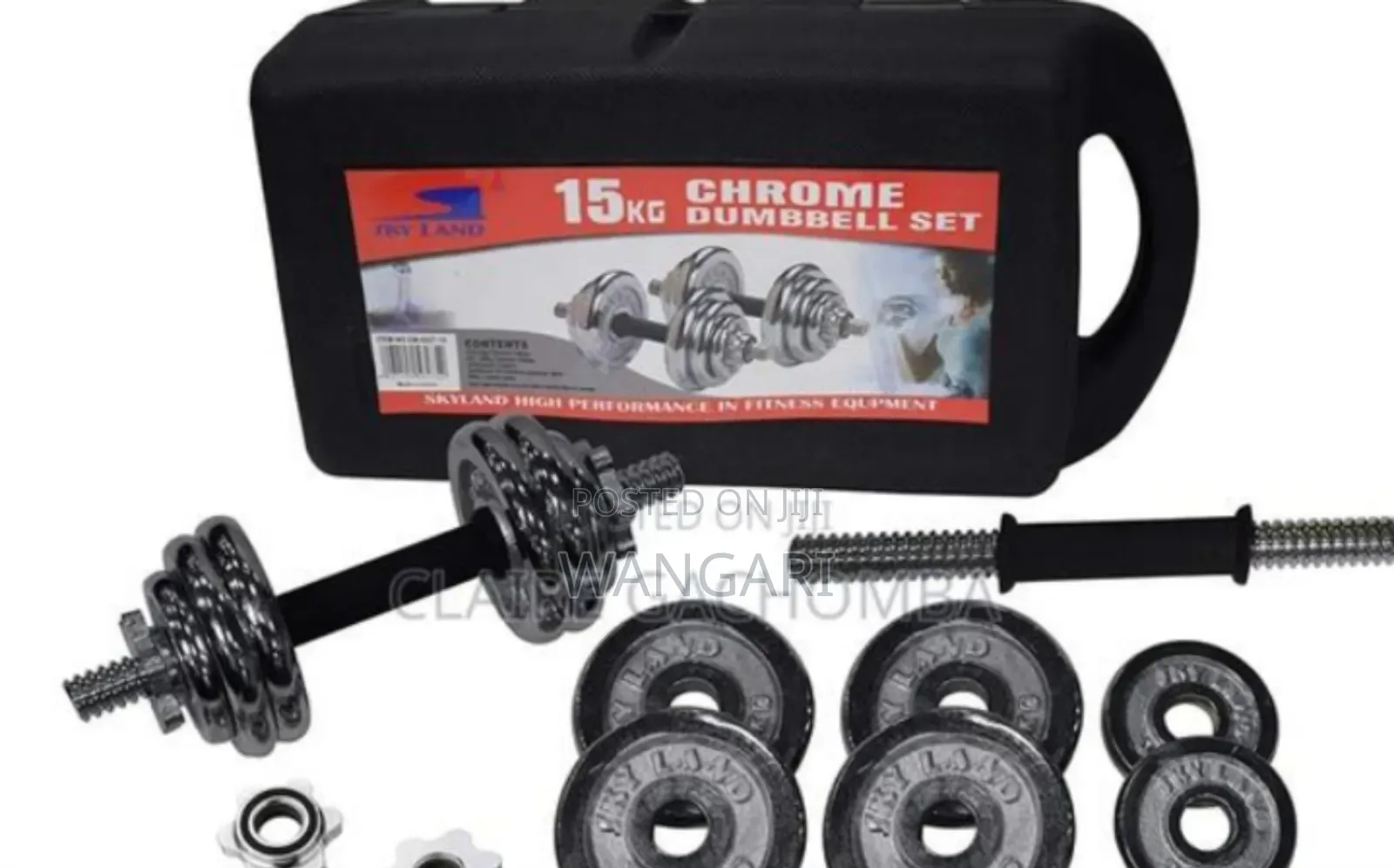 With Case. Cased 15kgs Chrome Dumbels