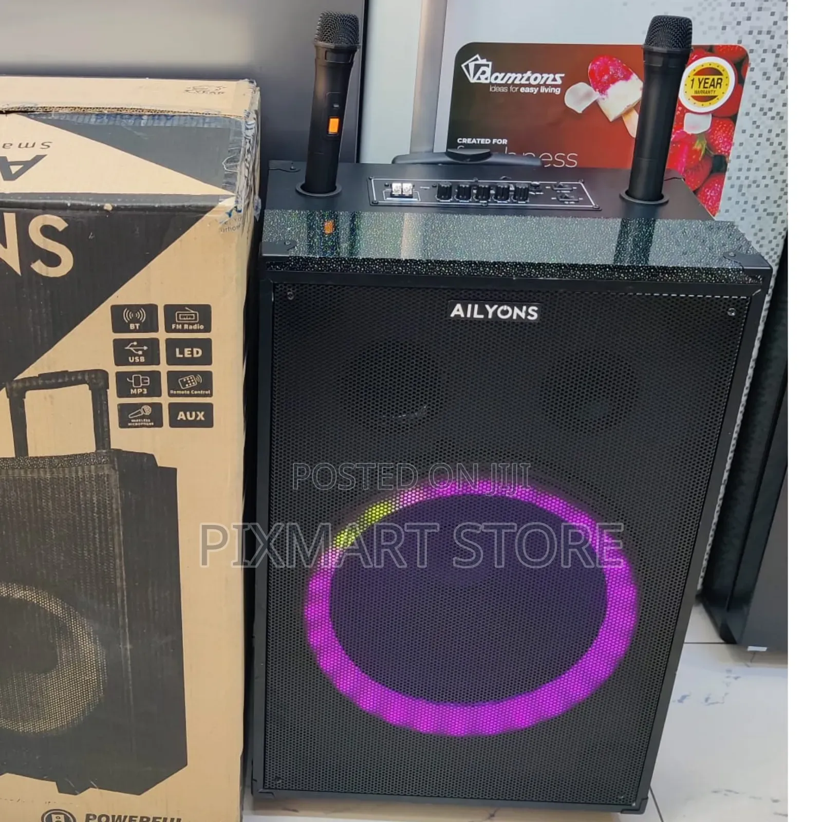 Ailyons 15′′ Portable Party Speaker Bluetooth – 1550w Power