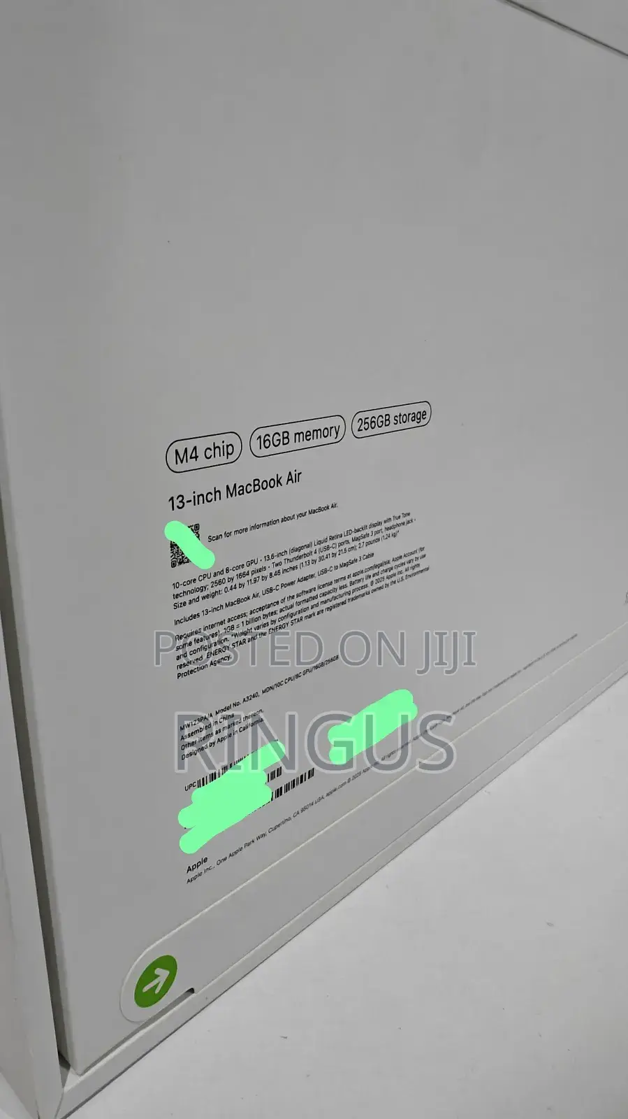 New Laptop Apple MacBook Air 2025 M4 13-inch 16GB Apple M4 SSD 256GB
