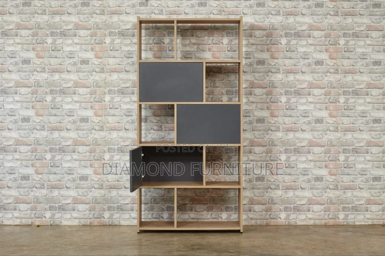 5 Tier Display Shelf–Modern Bookcase With 3 Push to Open Cabinets