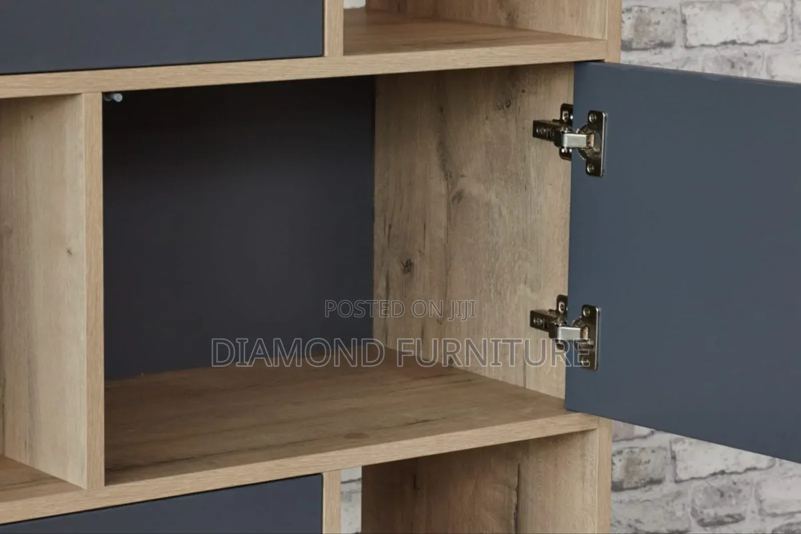 5 Tier Display Shelf–Modern Bookcase With 3 Push to Open Cabinets