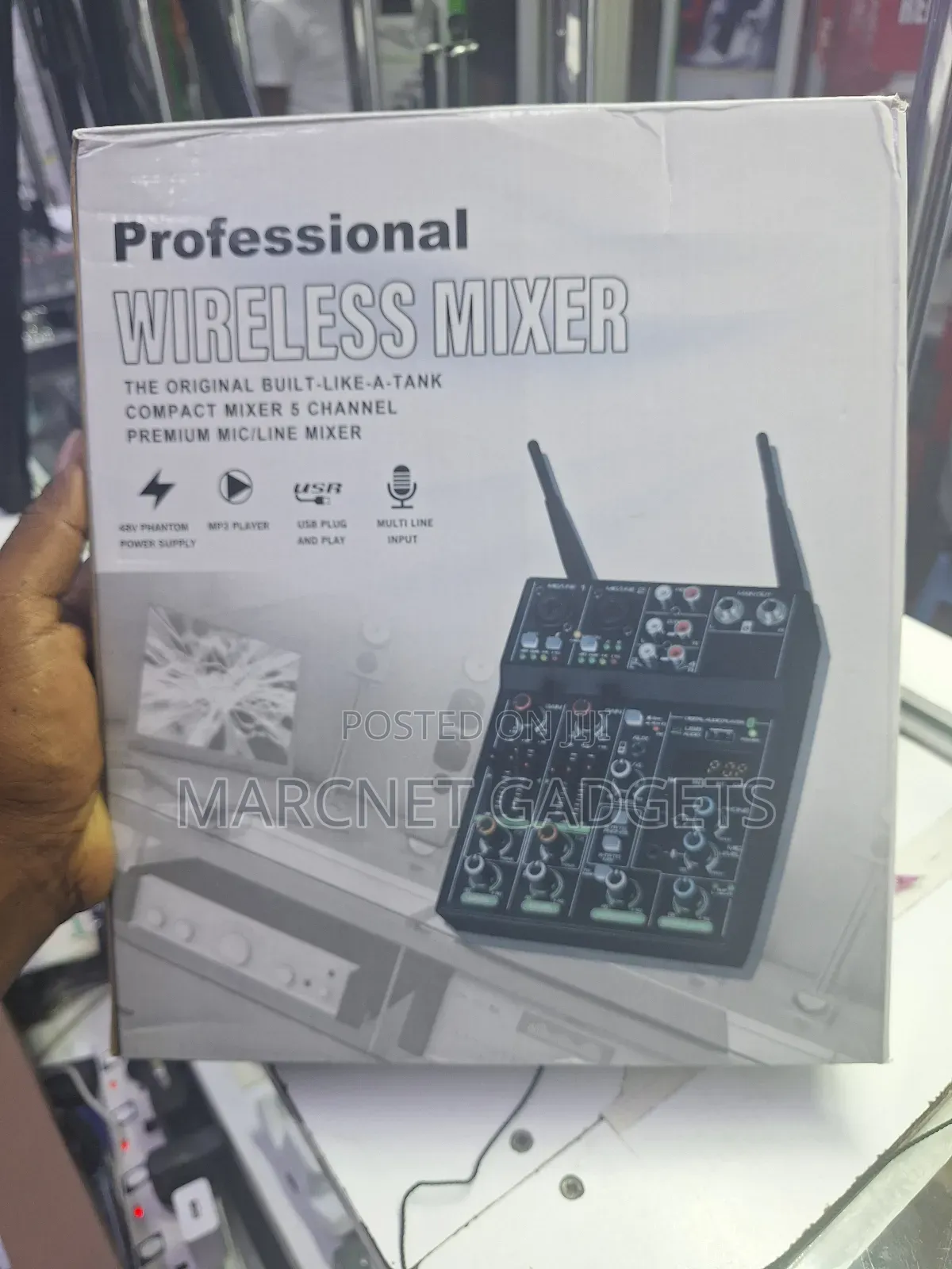 Wireless Mixer 5 Channels Premium Mic Line, Usb and Phantom 48v