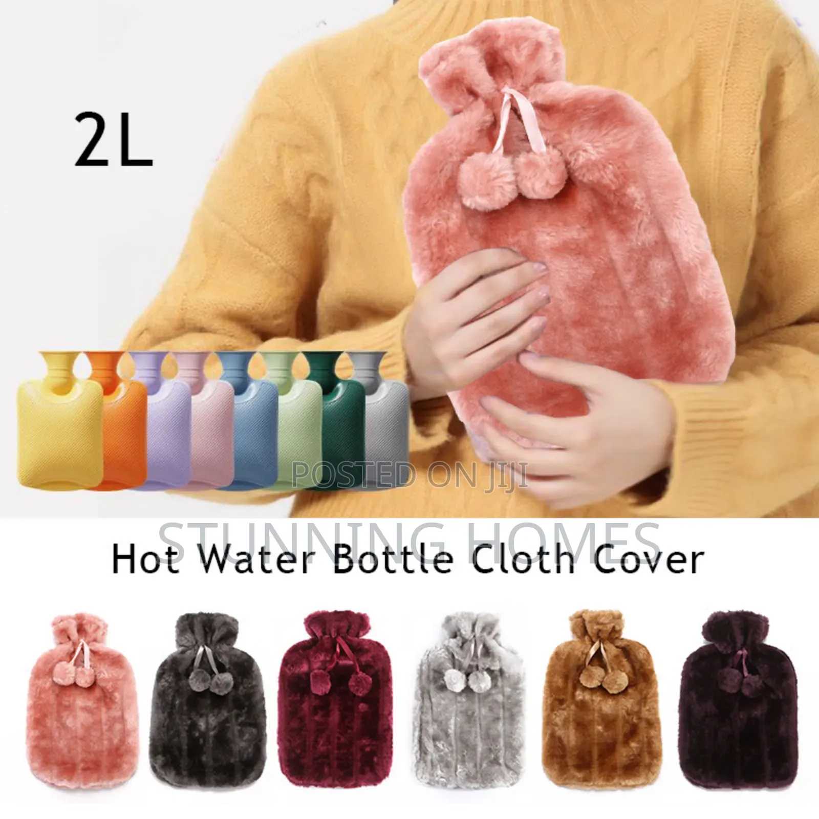 Hot Water Bottle With a Plush Velvet Cover