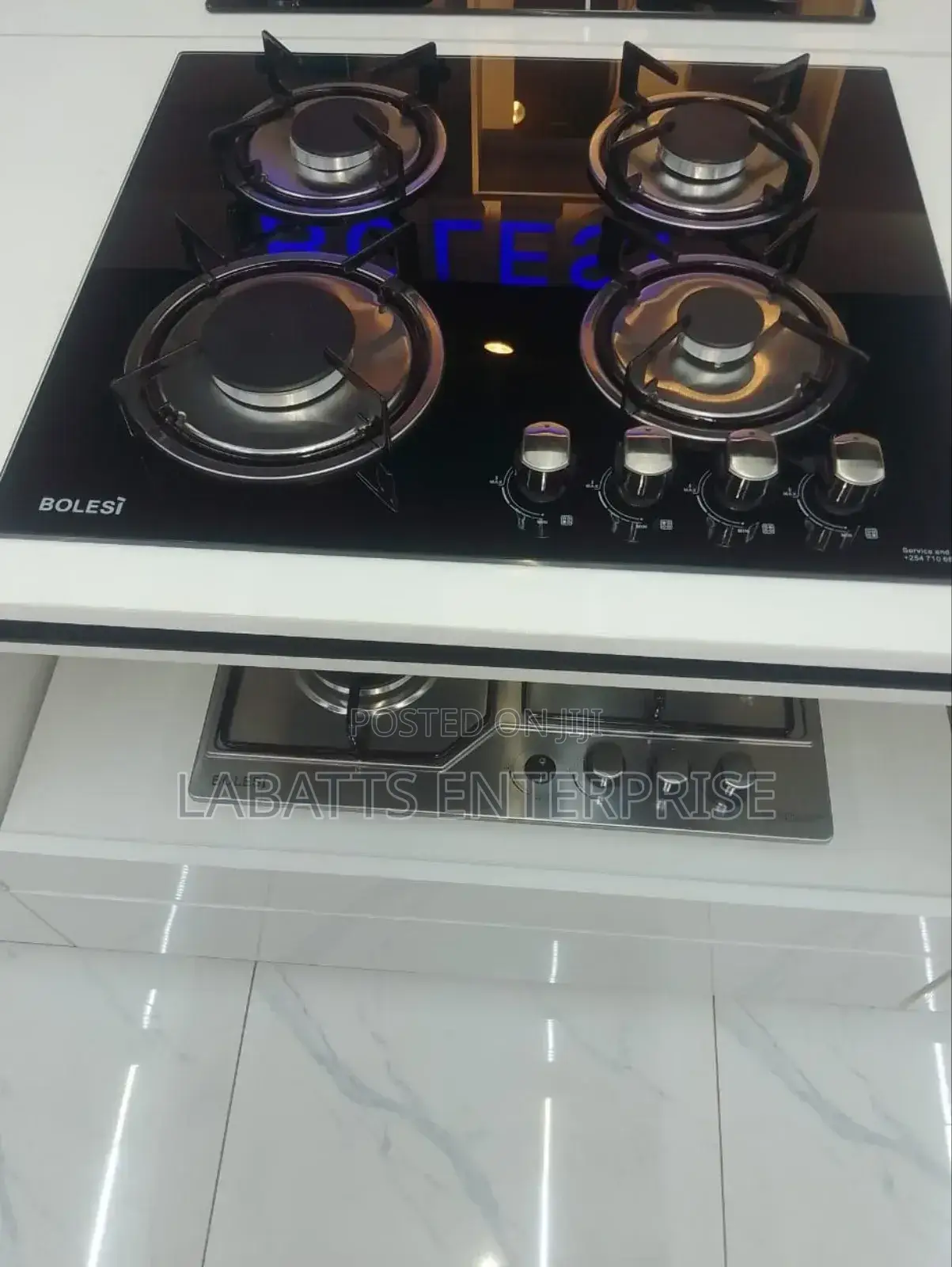 Bolesi Hob 4 Burners Inbuilt Gas Glass Tampared Hod