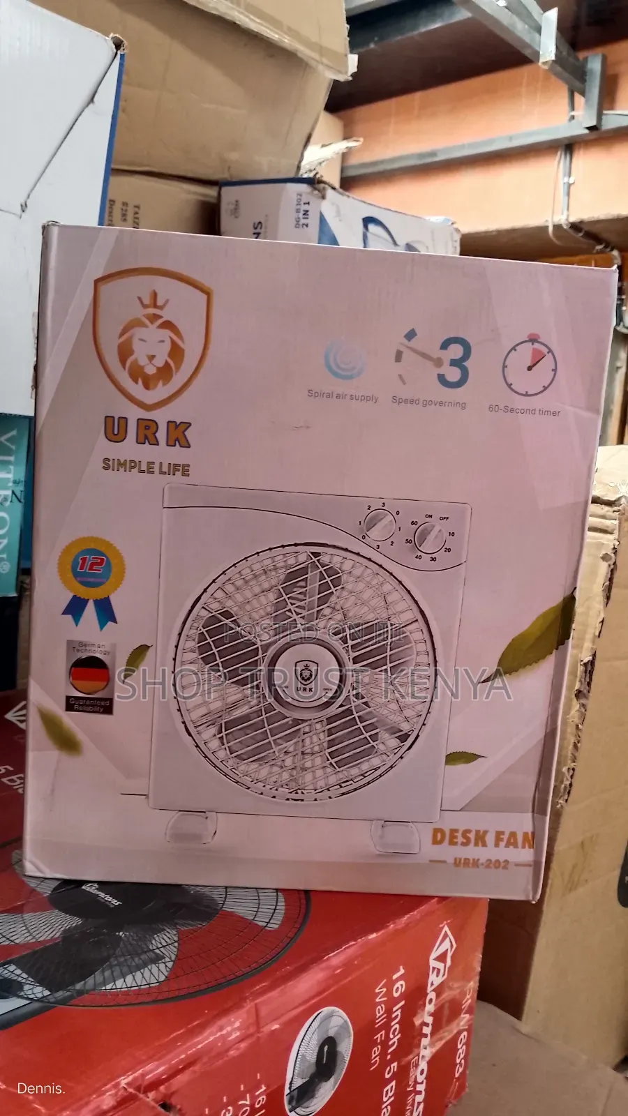 Urk Box Desk Fan