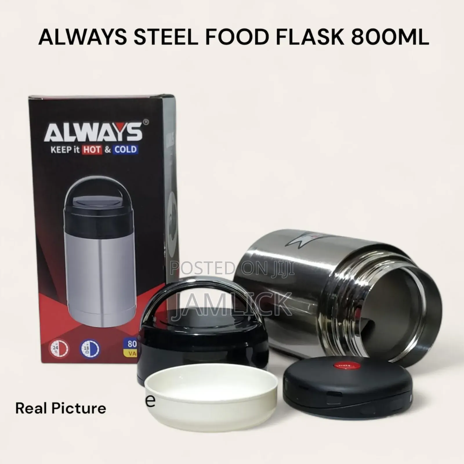 800ml Always Steel Food Flask - Bn