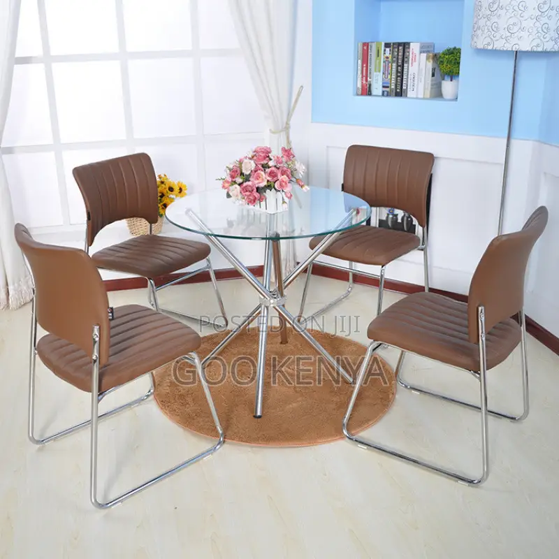 Home Table; Round Glass Top Coffee Table For Home And Office Interiors