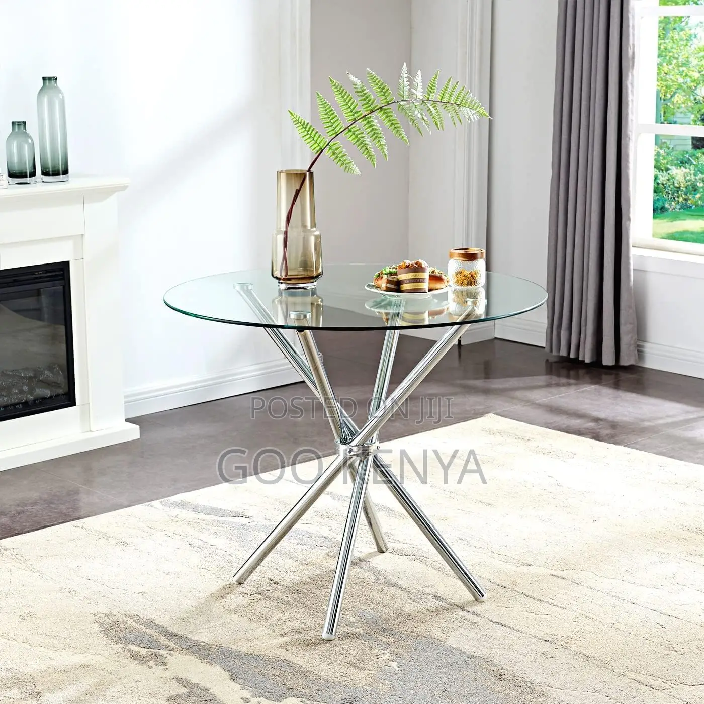 Home Table; Round Glass Top Coffee Table For Home And Office Interiors