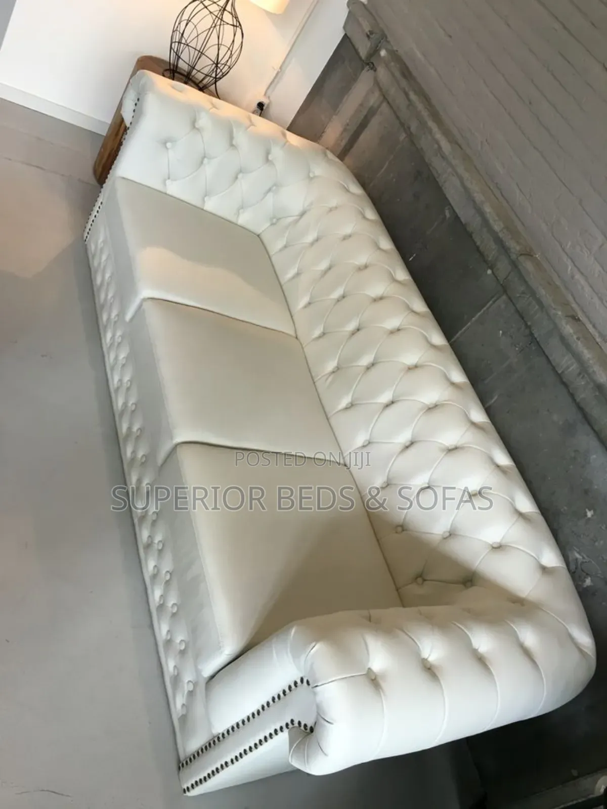White Chesterfield 3 Seater Sofa on Sale.