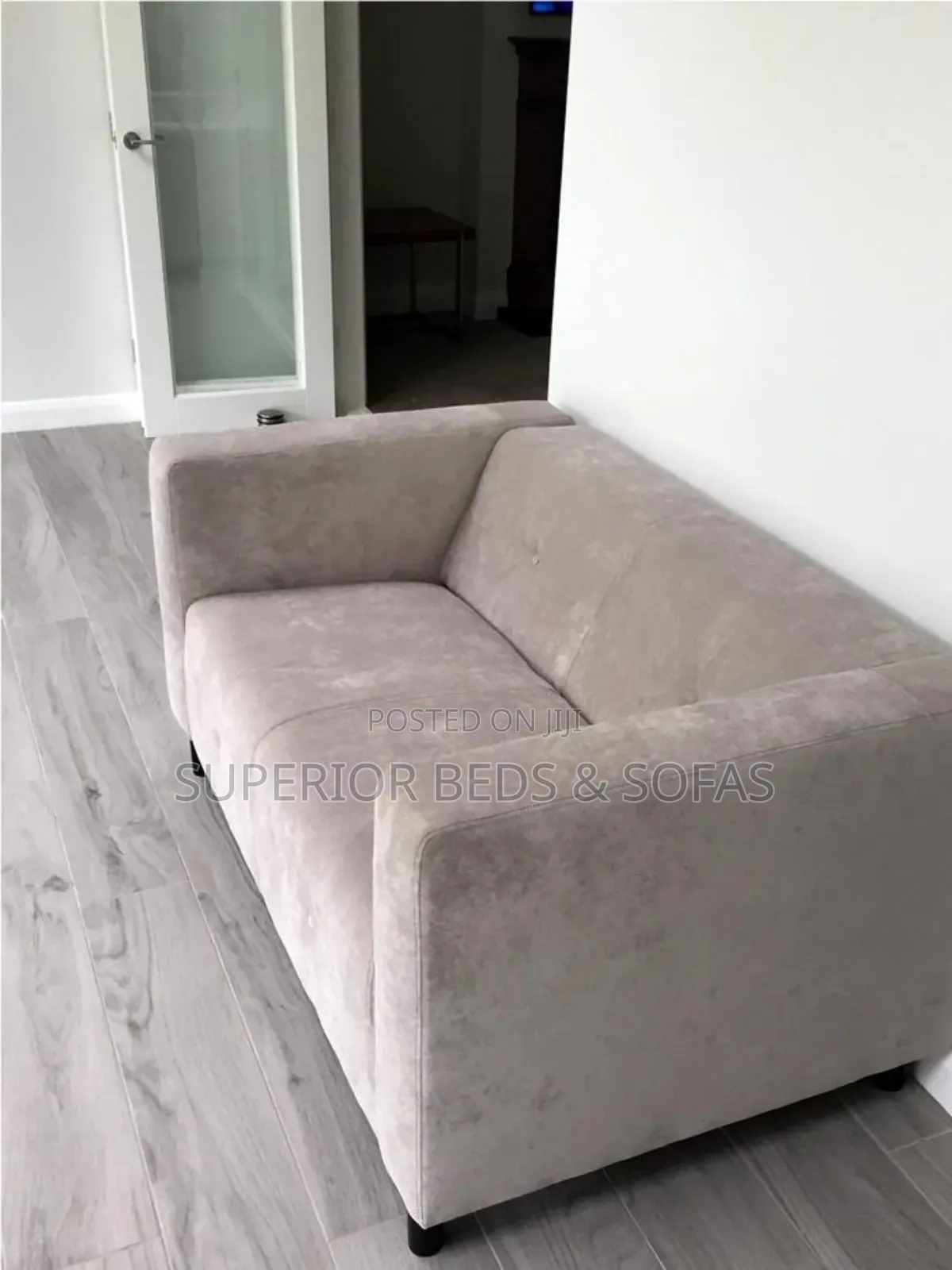 Modern Beige Fabric Two Seater Sofa
