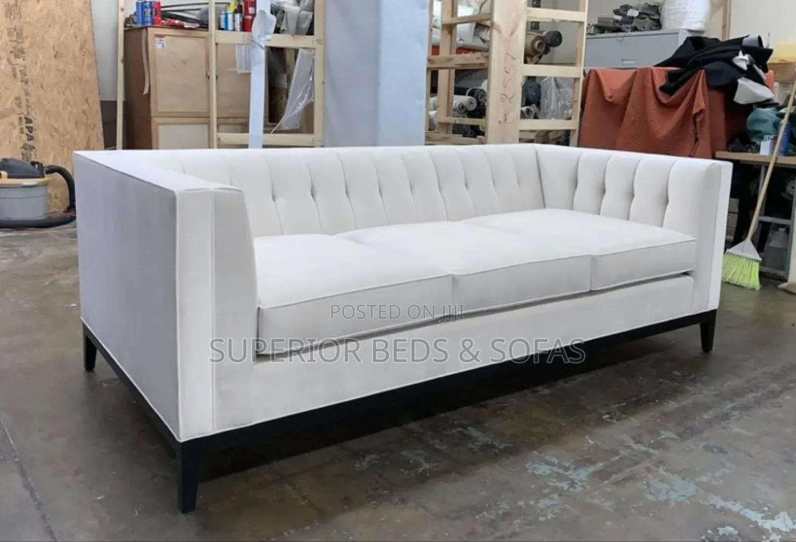 Modern White Fabric Three Seater Sofa Free Delivery!