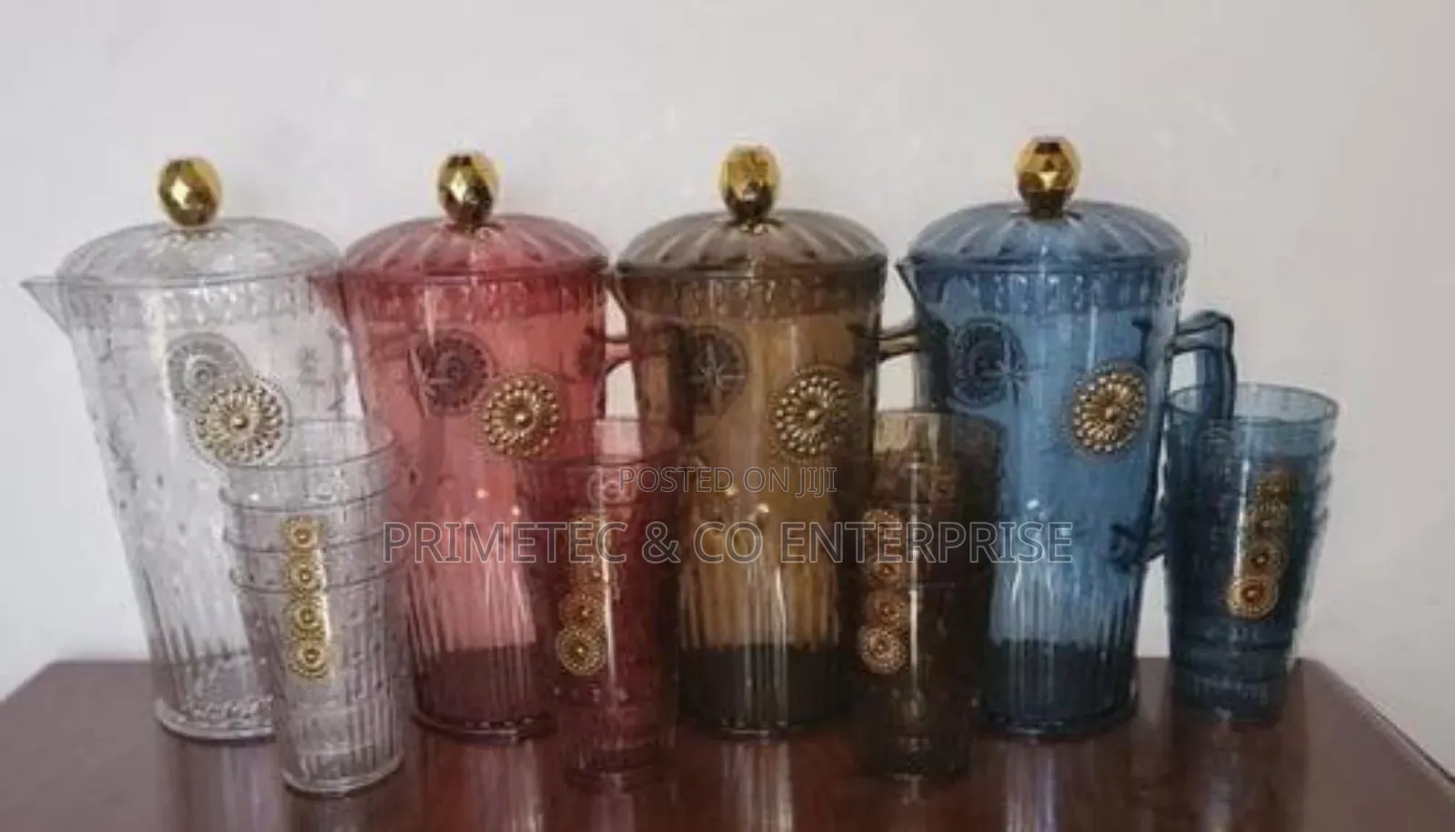 Acrylic Water Sets Available in 3 Designs Consisting of a Tray