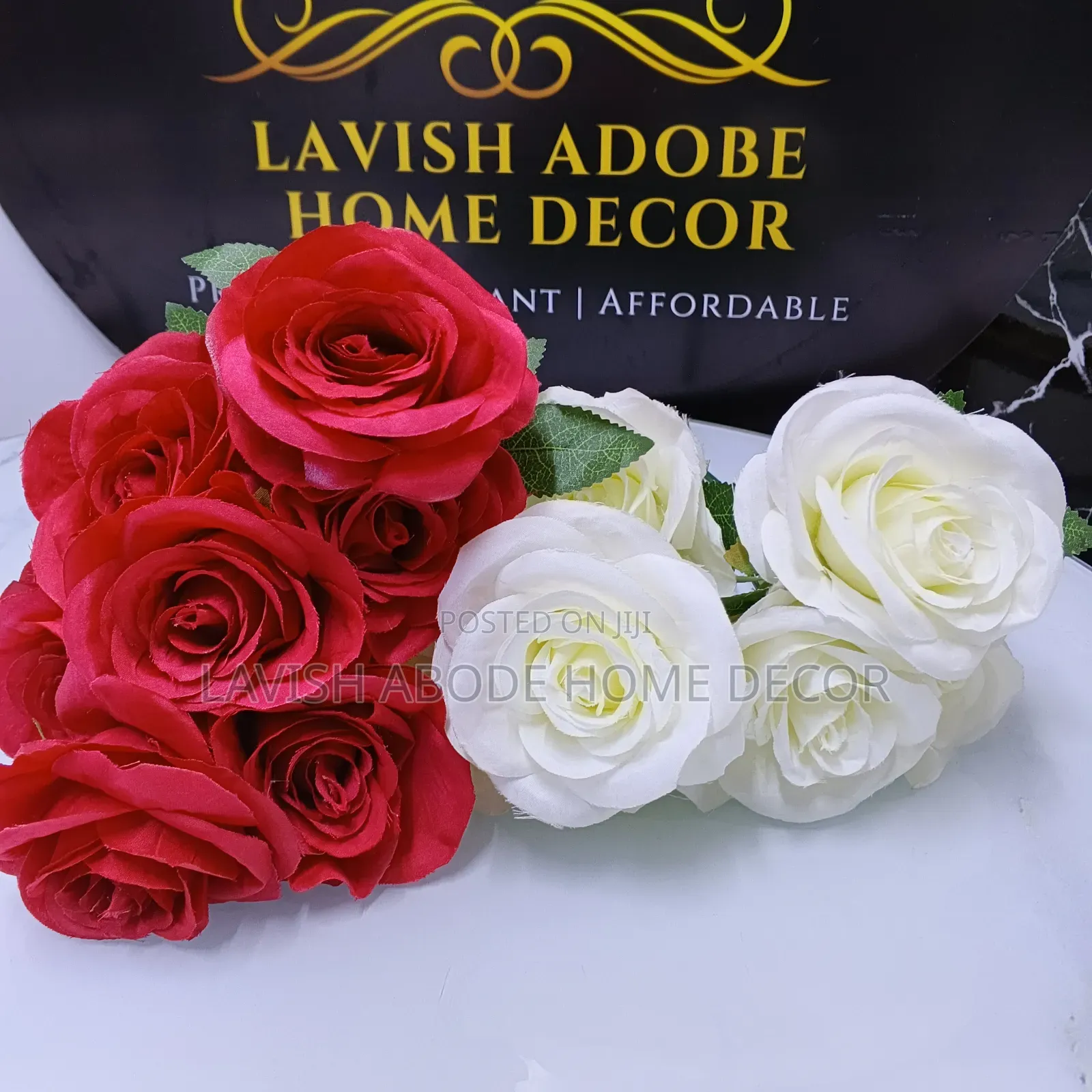 Artificial Rose Flowers - Red and White Per Bunch