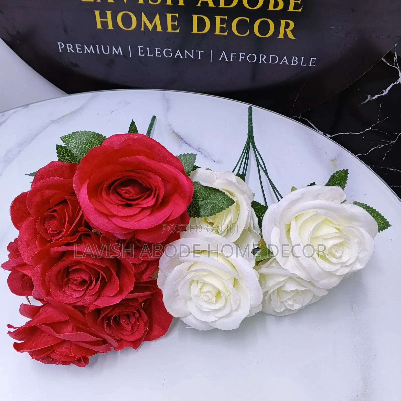 Artificial Rose Flowers - Red and White Per Bunch