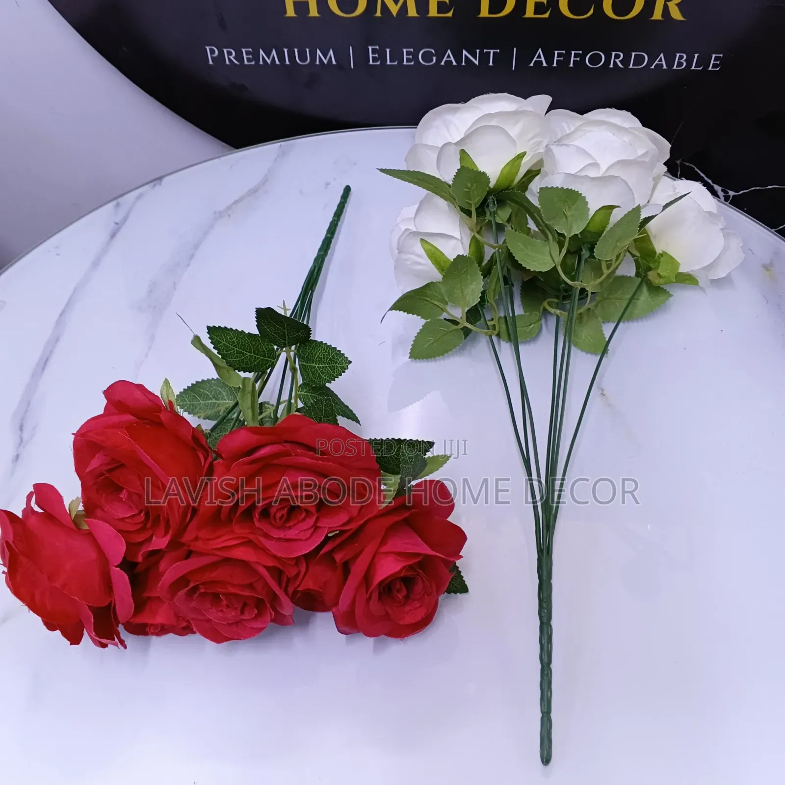 Artificial Rose Flowers - Red and White Per Bunch