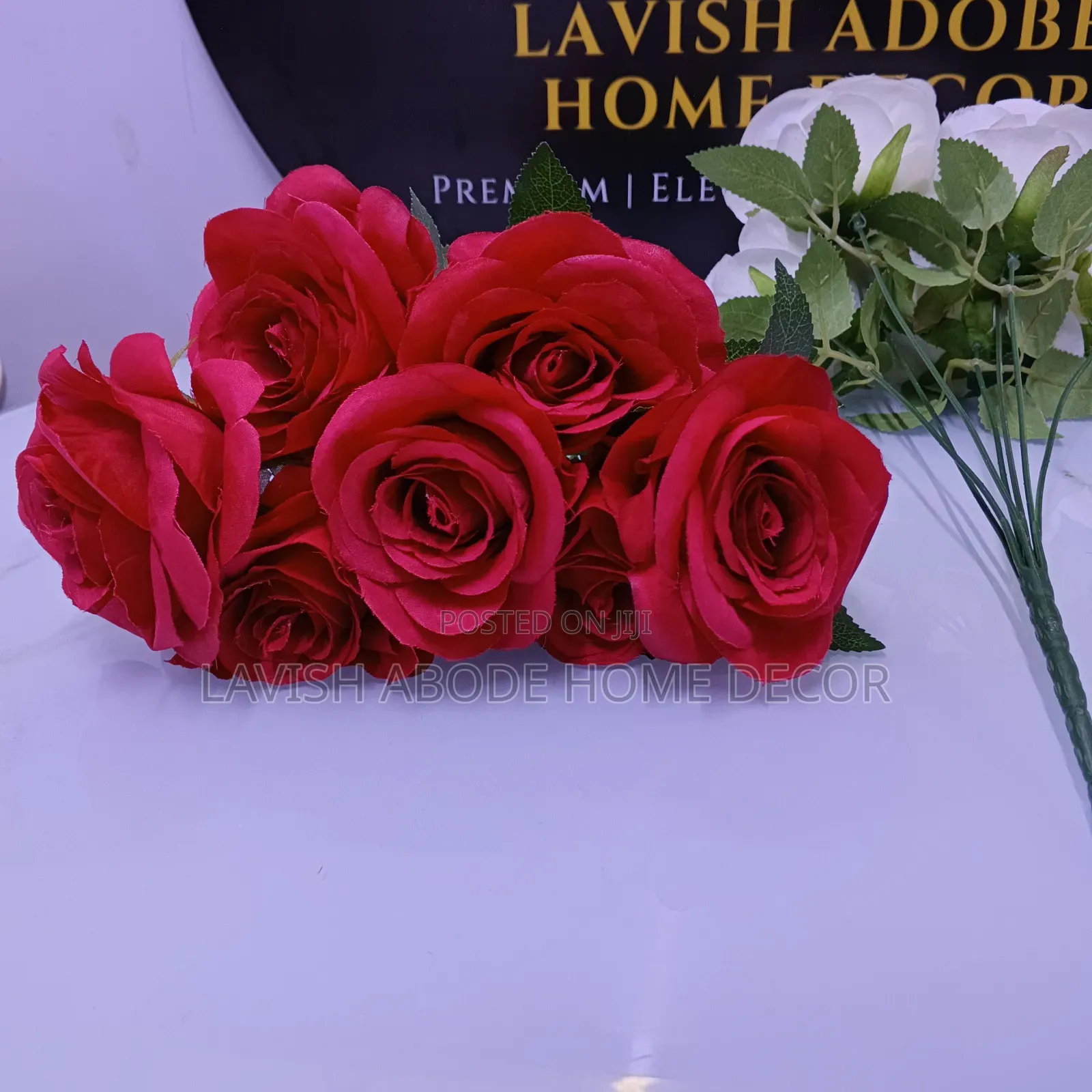 Artificial Rose Flowers - Red and White Per Bunch