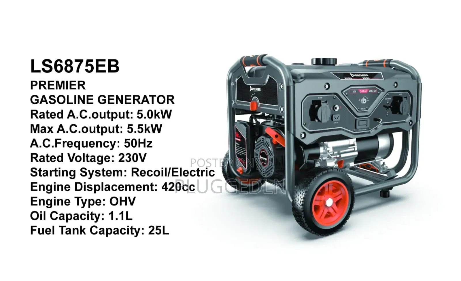 Premier Ls6875eb Gasoline Generator. 5.5kw
