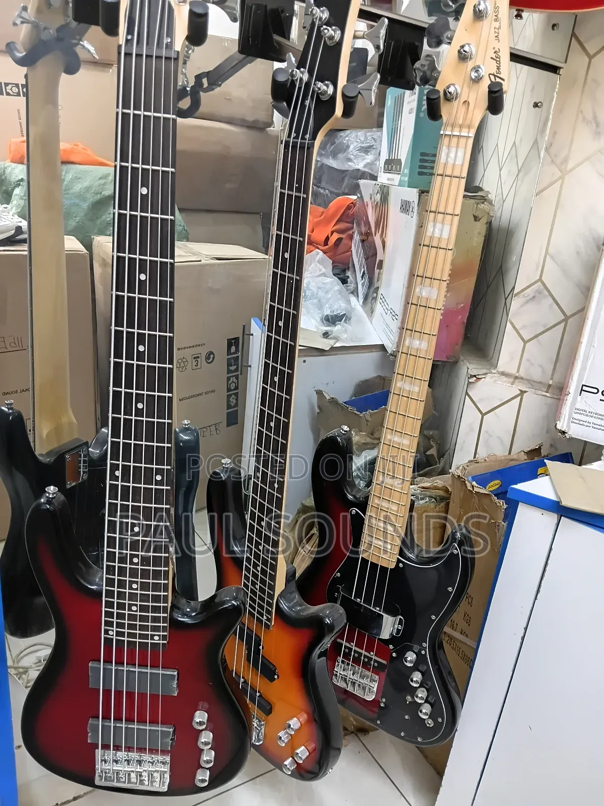 6-String Electric Bass Guitar – Red Sunburst