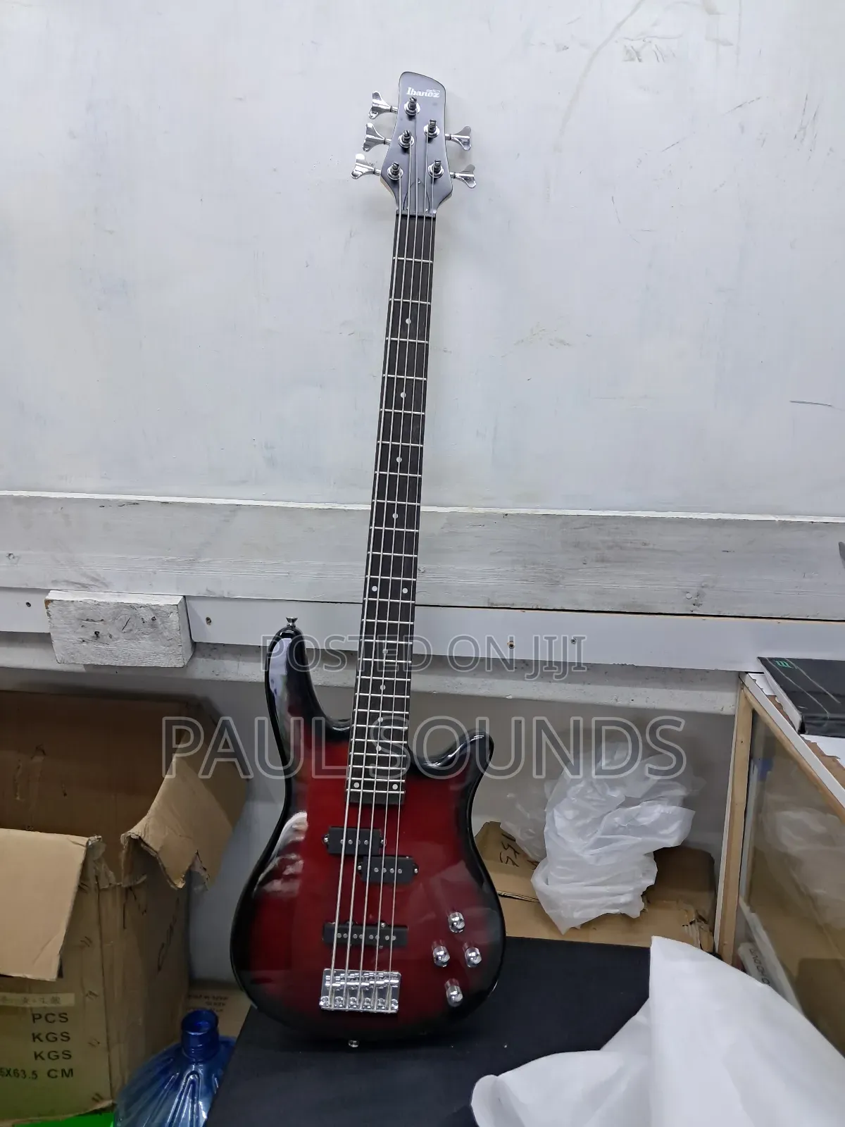 5-String Electric Bass Guitar – Red Sunburst
