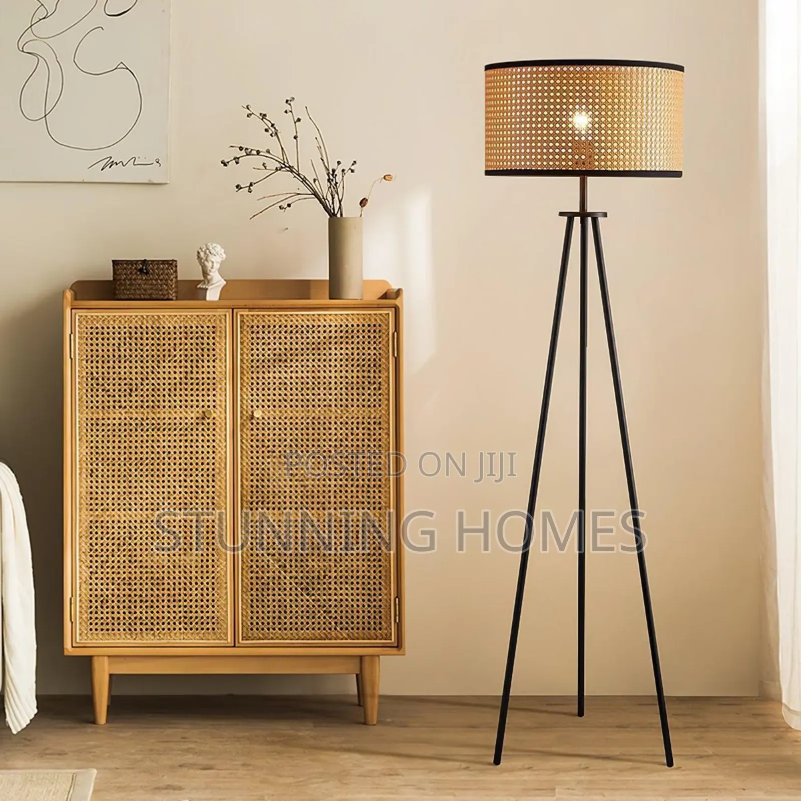 Rattan Floor Stand Tripod Lampshade