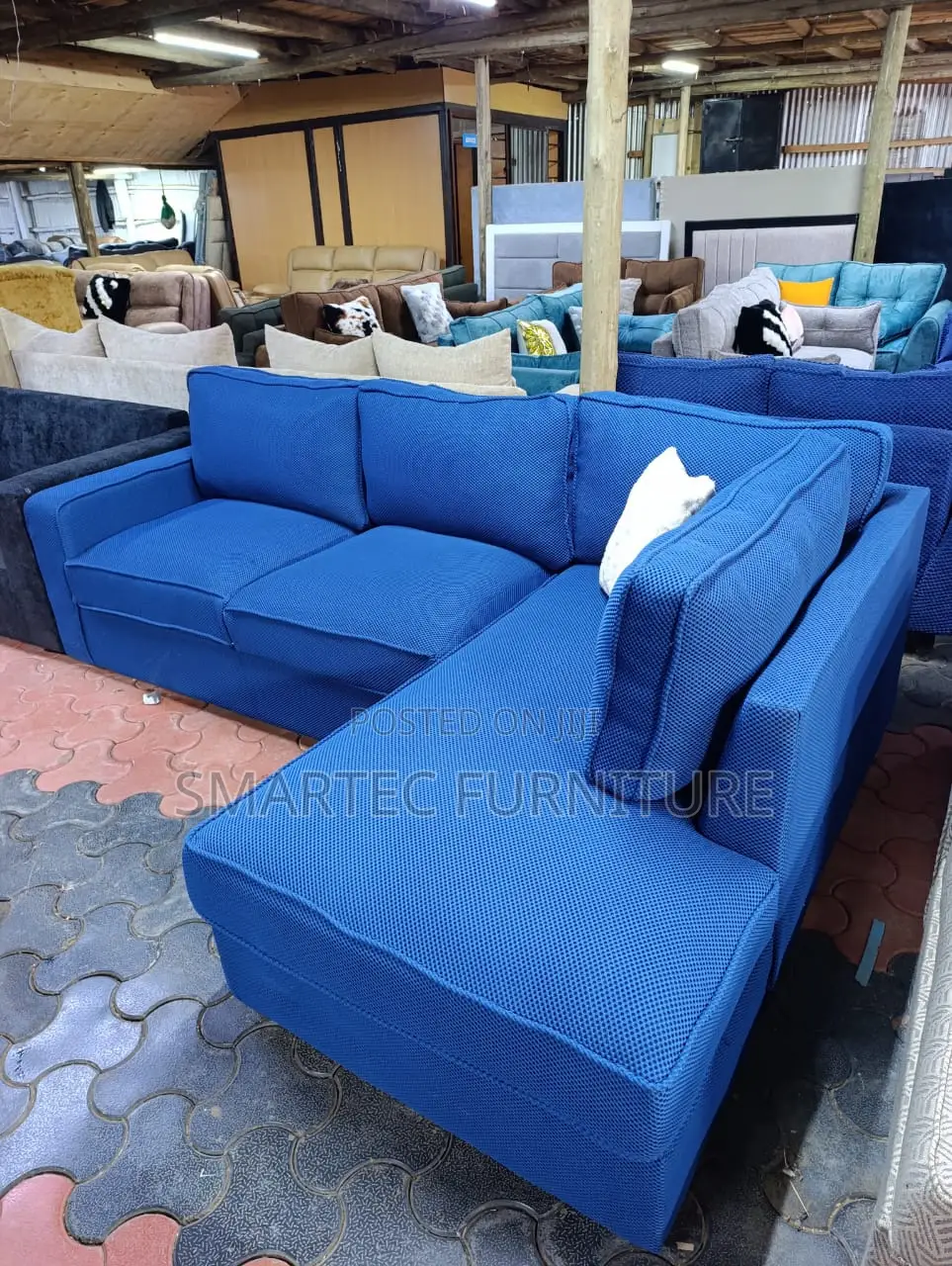 Standout Blue 6 Seater L Seat