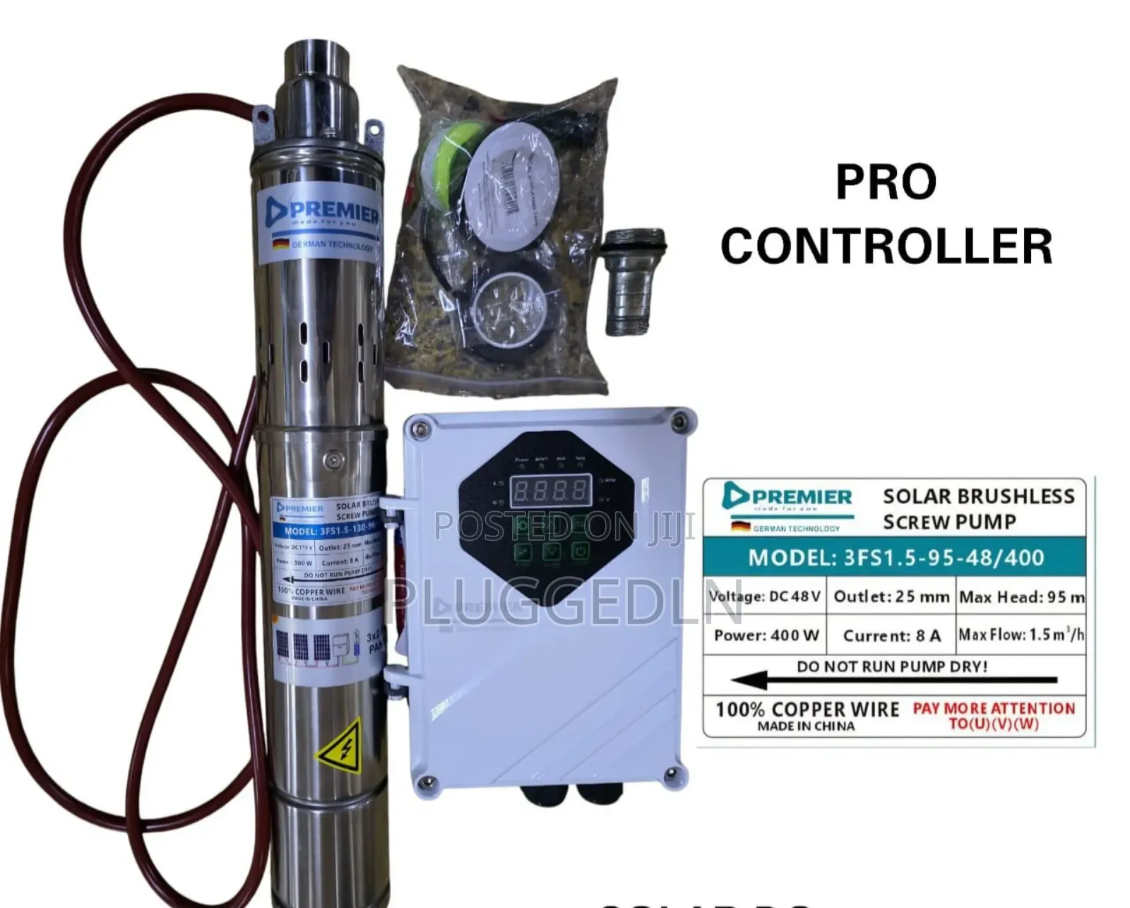 Premier 3fs1.5-95m-48v/400w Solar Brushless Screw Pump.
