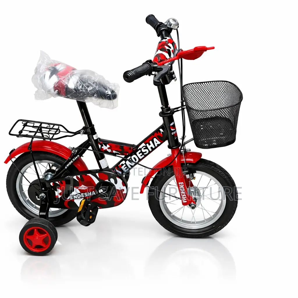 Endesha Size 12 Kids Bicycle With Basket Training Wheels-Strong Bike