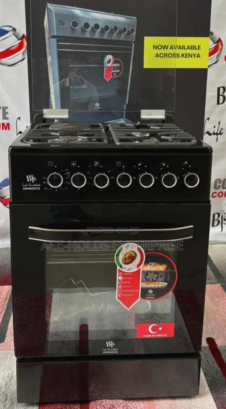 BJS - Everest Black – 60×60 Premium Standing Gas Cooker