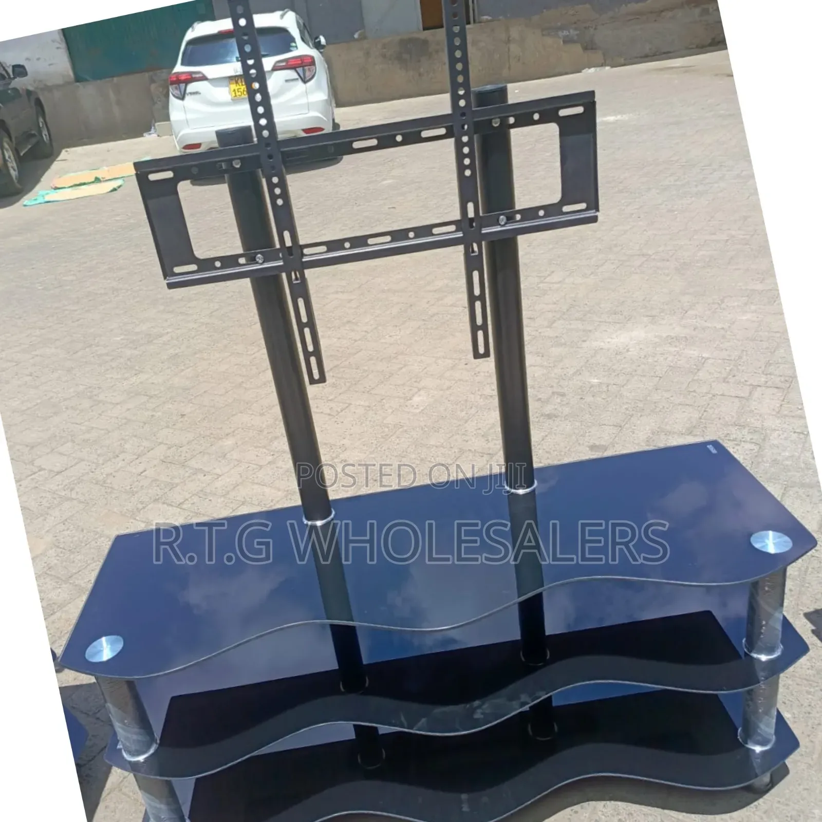 Modern Tempered Glass Tv Stand With Tv Mount