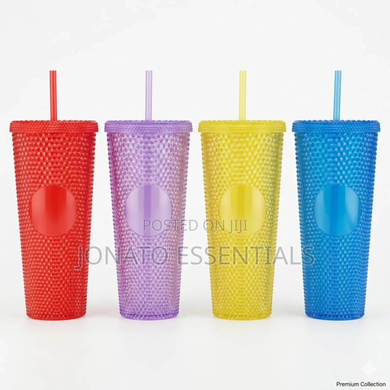 Studded Grid Tumbler 710ml Cold Cup With Straw - Matte Glossy