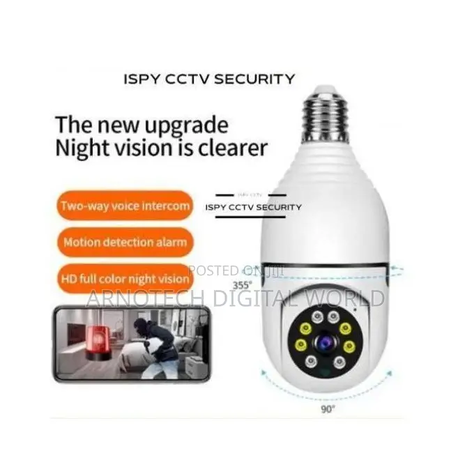 Panoramic 1080p 360 Degree Night Vision Wifi Light Bulb Camera