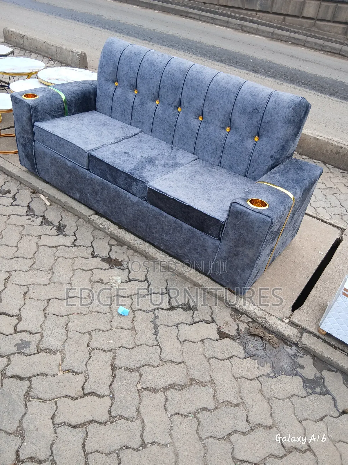Dark Velvet Grey Three Seater for Sale